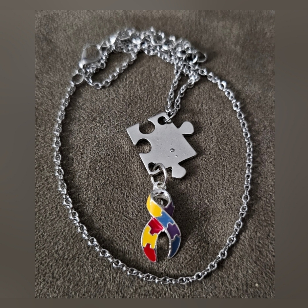ALL 4  - Handmade Autism Awareness Necklaces